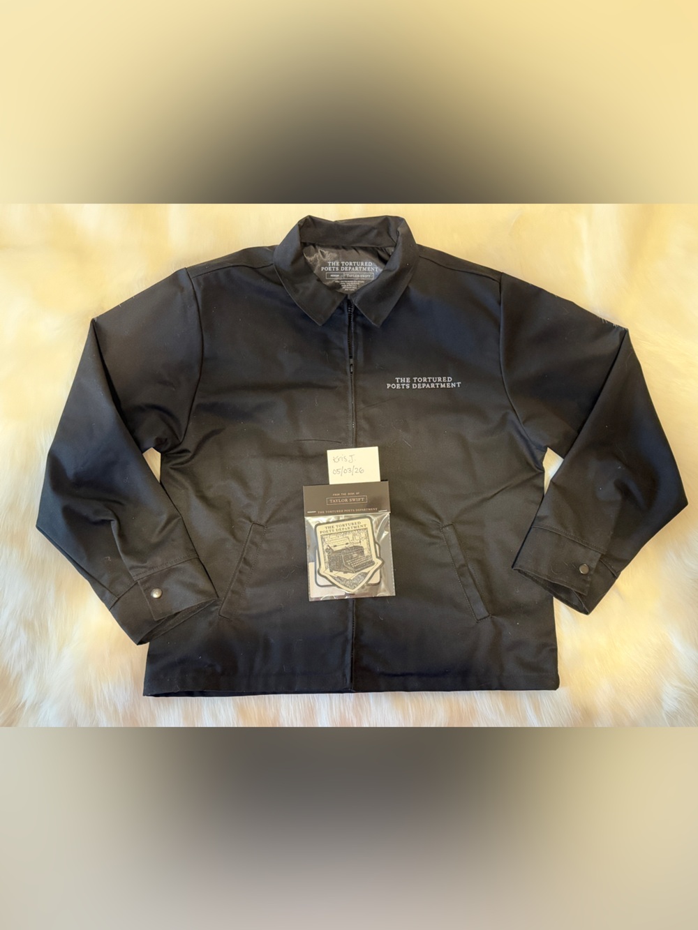 Taylor Swift The Tortured Poets Department Black Work Jacket with Patches